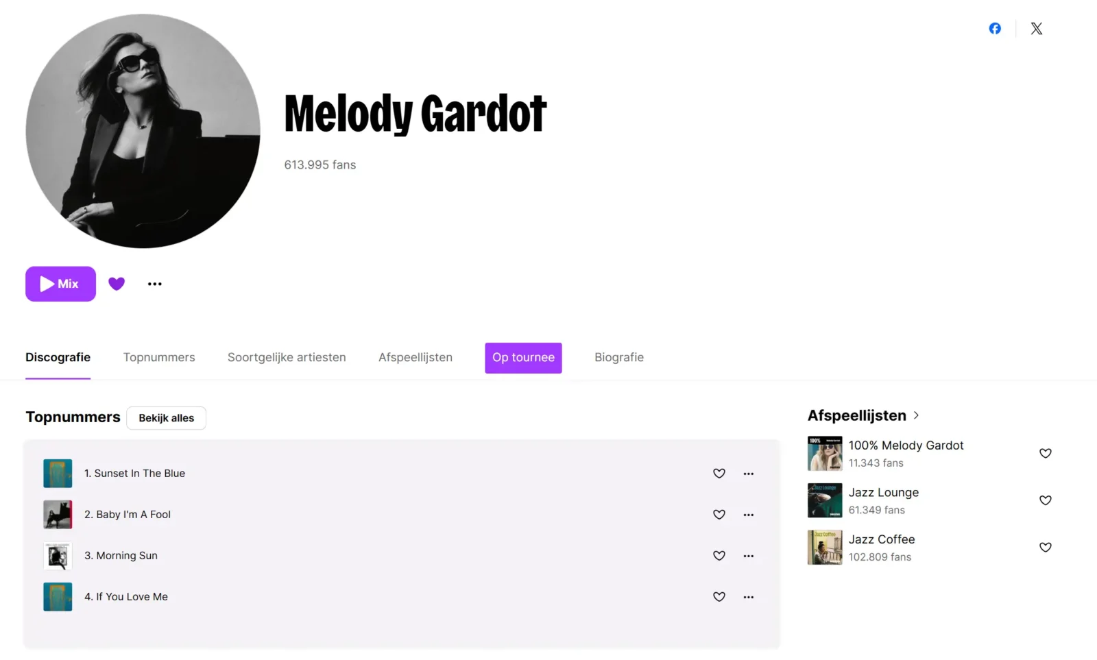 Artiestenpagina op Deezer